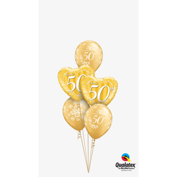 Μπουκέτο μπαλόνια Επετείου 50 με Ήλιον