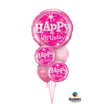 Happy Birthday Φούξια - Ροζ με ήλιον 