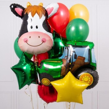 Φάρμα Μπουκέτο μπαλόνια Αγελάδα κ Τρακτέρ