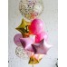 Γίγας Μπαλόνι με Κομφετί, Αστέρια foil και Λάτεξ Ροζ - Σομόν αποχρώσεις με Ήλιον
