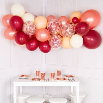 Γιρλάντα μπαλονιών ροζ-χρυσό μπορντό για διακόσμηση χώρου 